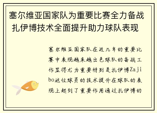 塞尔维亚国家队为重要比赛全力备战 扎伊博技术全面提升助力球队表现